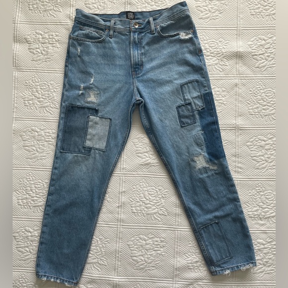 Urban Outfitters BDG Dad Slim Taper Fit Jean Medium Wash Patchwork Denim 33 - Picture 4 of 16
